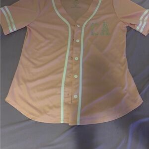 Pink Button-Up Baseball Jersey